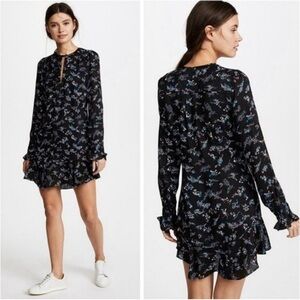 Veronica Beard Preston Long Sleeve Floral Print Silk Dress